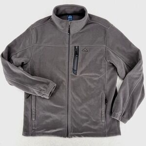 Outdoor Sports Mens Full Zip Fleece Jacket Gray XL Mock Neck Hiking Layering